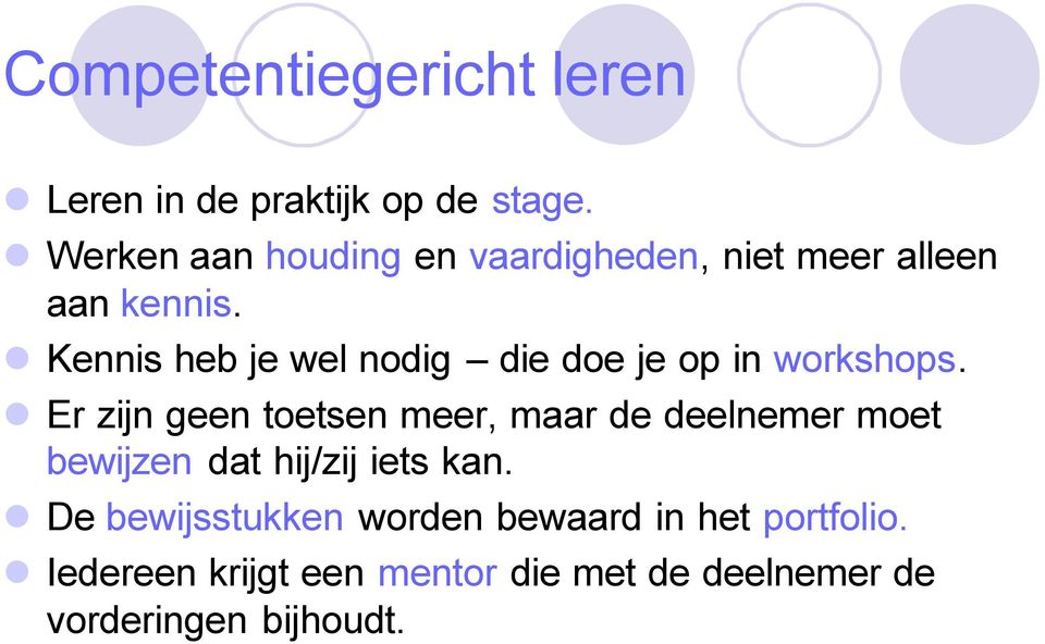 Kennis heb je wel nodig die doe je op in workshops.