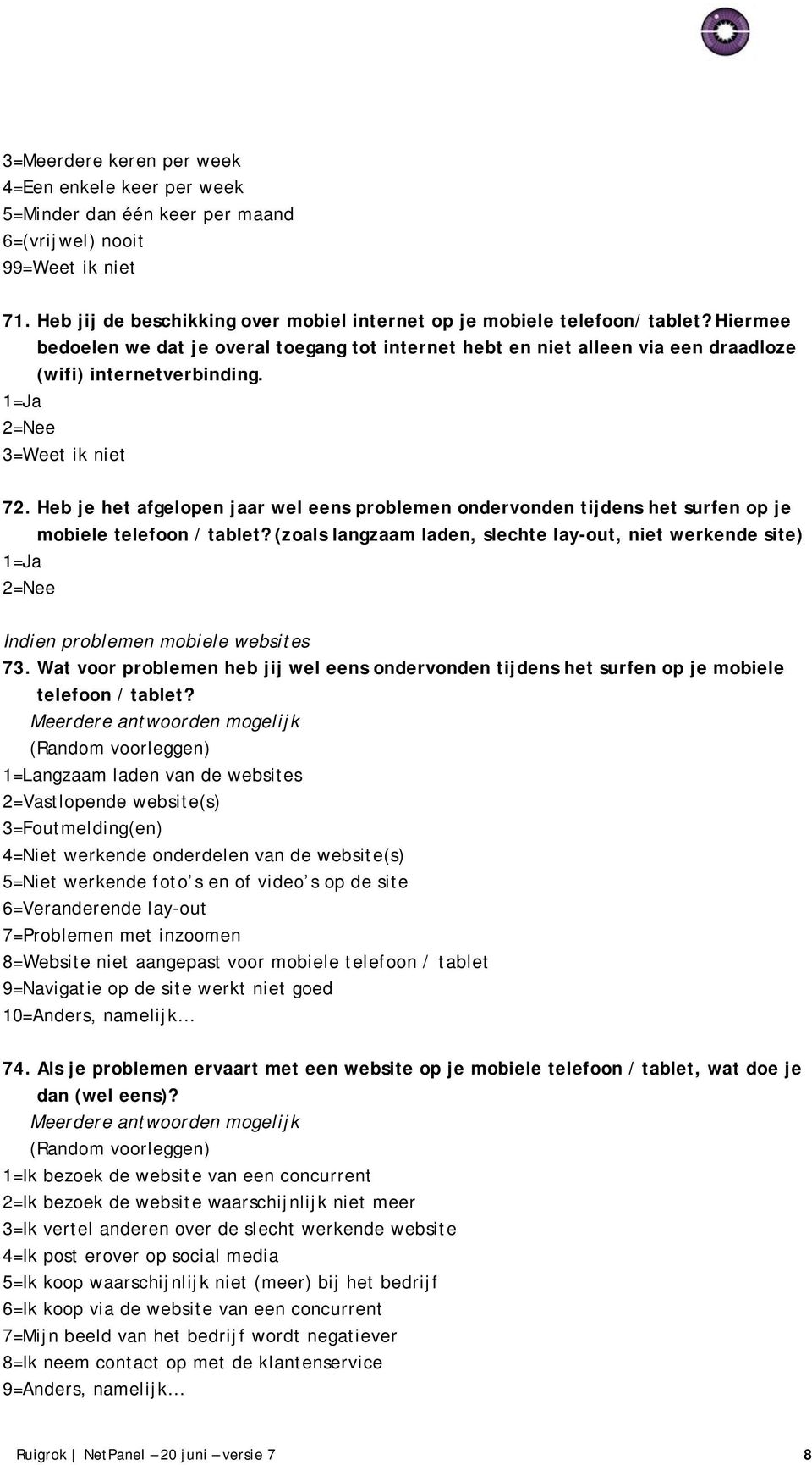 Heb je het afgelopen jaar wel eens problemen ondervonden tijdens het surfen op je mobiele telefoon / tablet?