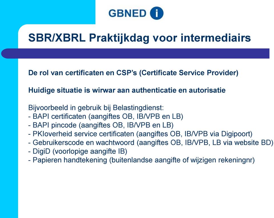 certificaten (aangiftes OB, IB/VPB via Digipoort) - Gebruikerscode en wachtwoord (aangiftes OB, IB/VPB, LB via