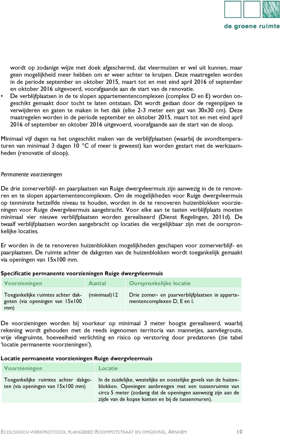 De verblijfplaatsen in de te slopen appartementencomplexen (complex D en E) worden ongeschikt gemaakt door tocht te laten ontstaan.