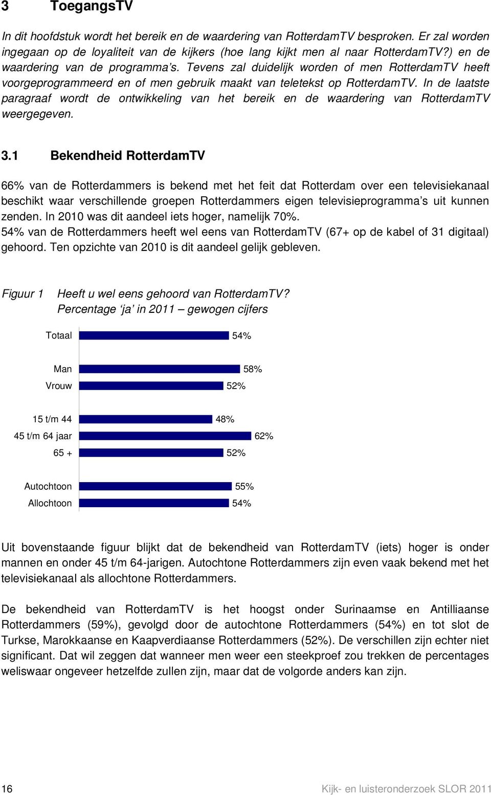 In de laatste paragraaf wordt de ontwikkeling van het bereik en de waardering van RotterdamTV weergegeven. 3.