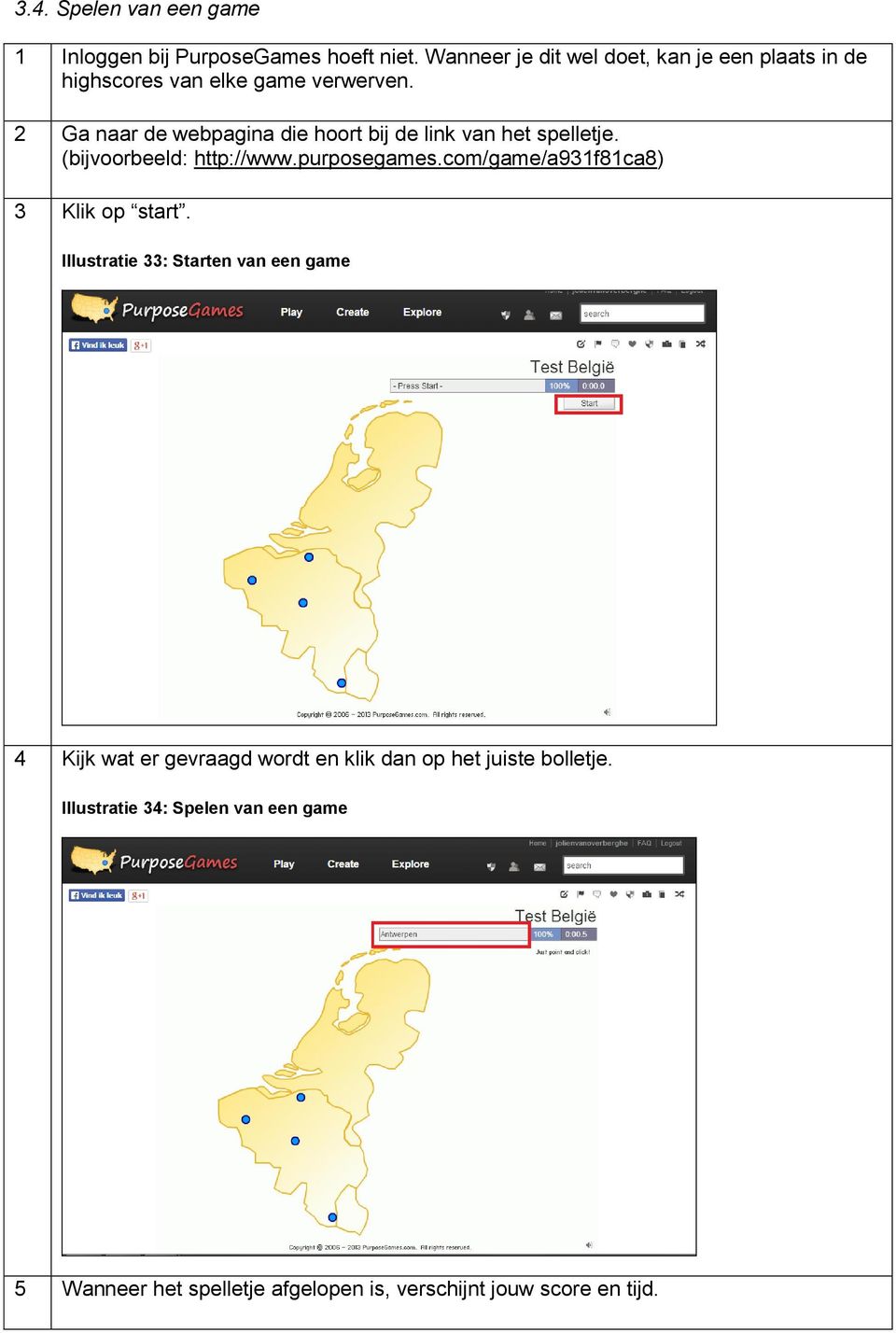 2 Ga naar de webpagina die hoort bij de link van het spelletje. (bijvoorbeeld: http://www.purposegames.