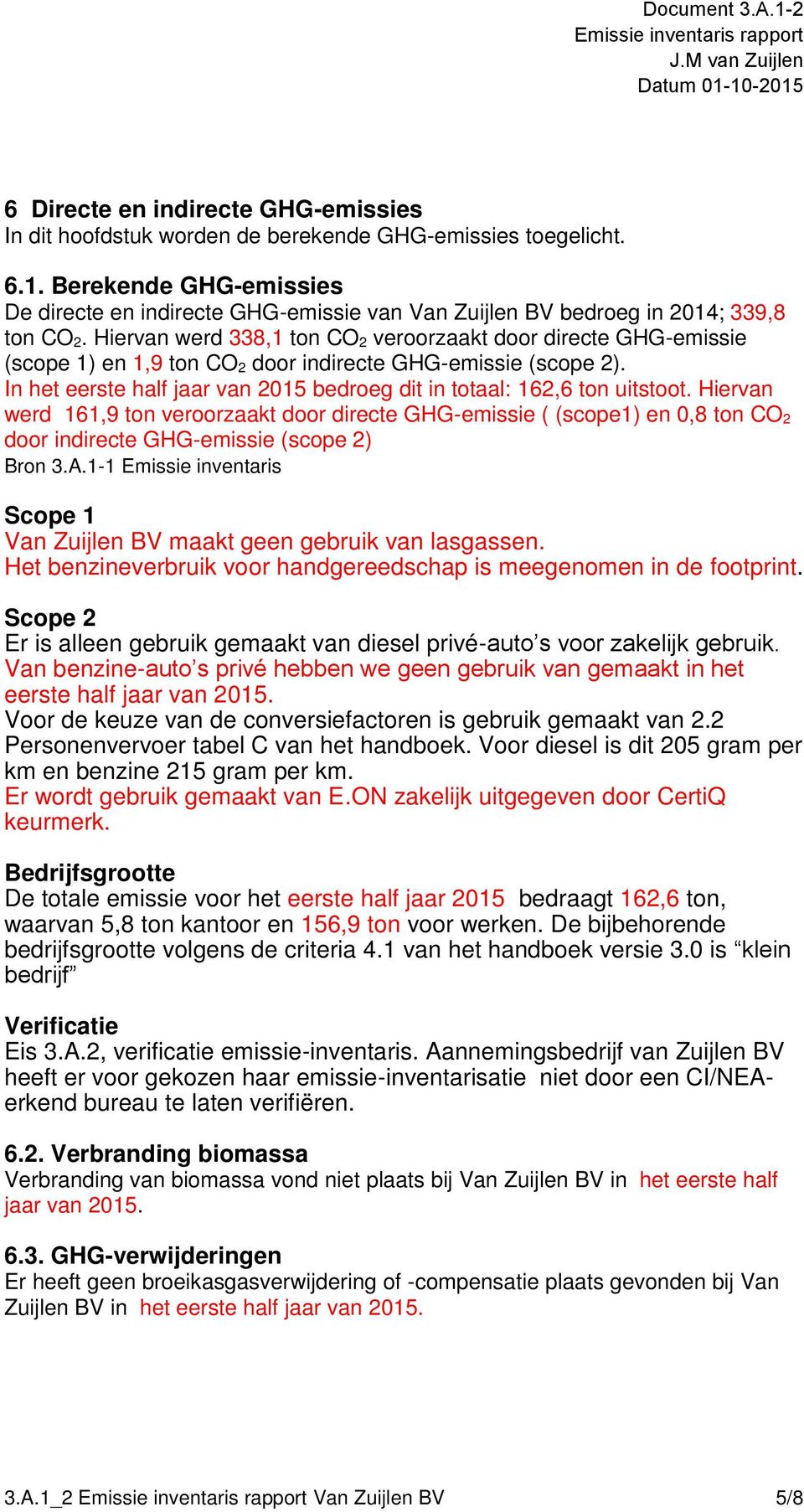 Hiervan werd 338,1 ton CO 2 veroorzaakt door directe GHG-emissie (scope 1) en 1,9 ton CO 2 door indirecte GHG-emissie (scope 2).