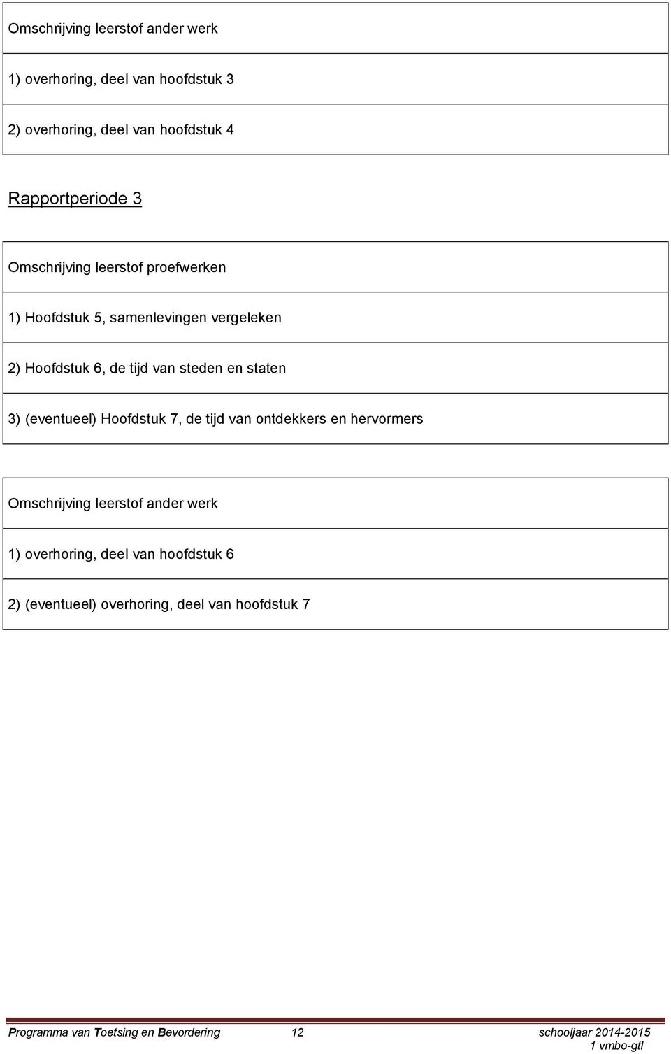 (eventueel) Hoofdstuk 7, de tijd van ontdekkers en hervormers 1) overhoring, deel van hoofdstuk