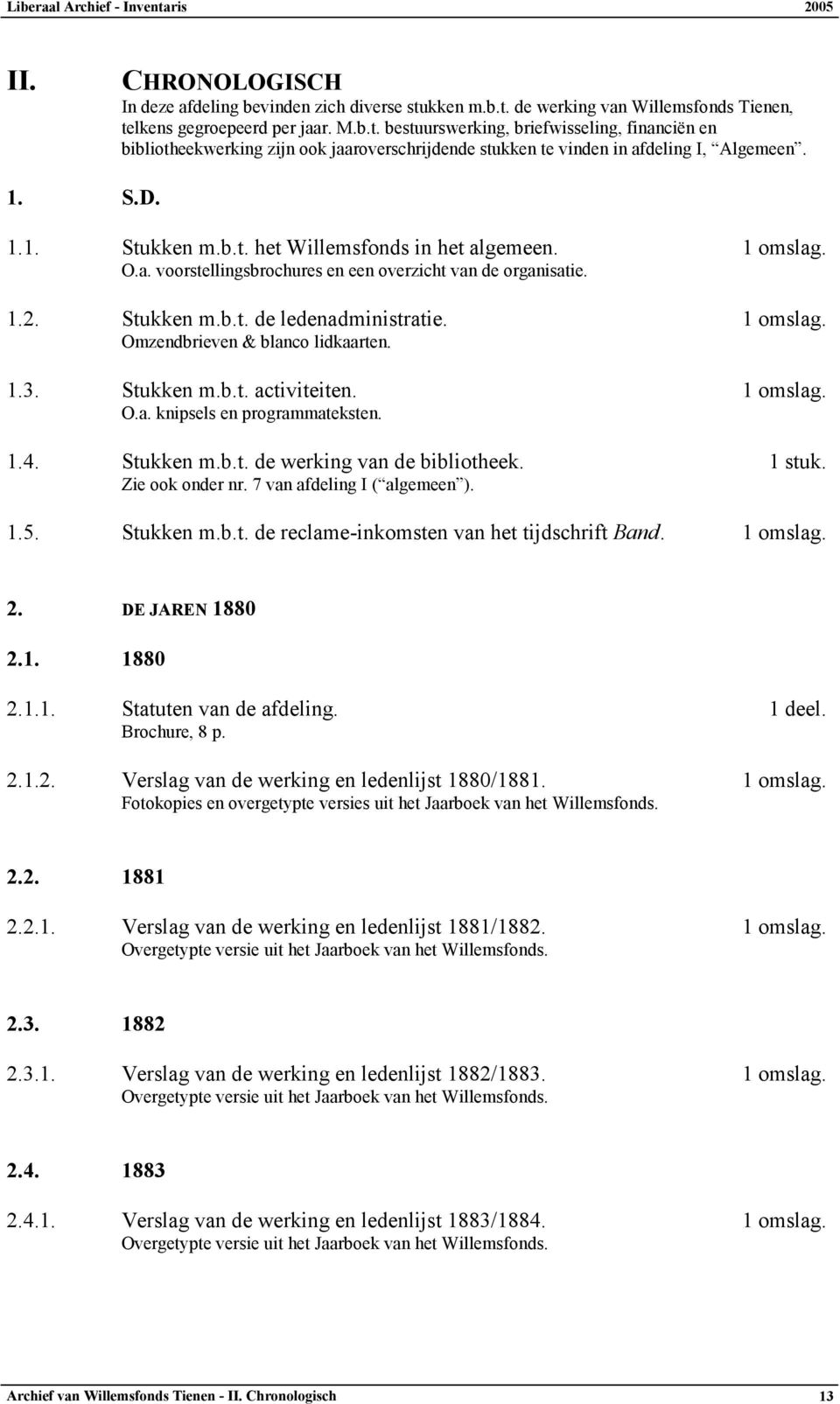 1.3. Stukken m.b.t. activiteiten. 1 omslag. O.a. knipsels en programmateksten. 1.4. Stukken m.b.t. de werking van de bibliotheek. 1 stuk. 1.5. Stukken m.b.t. de reclame-inkomsten van het tijdschrift Band.