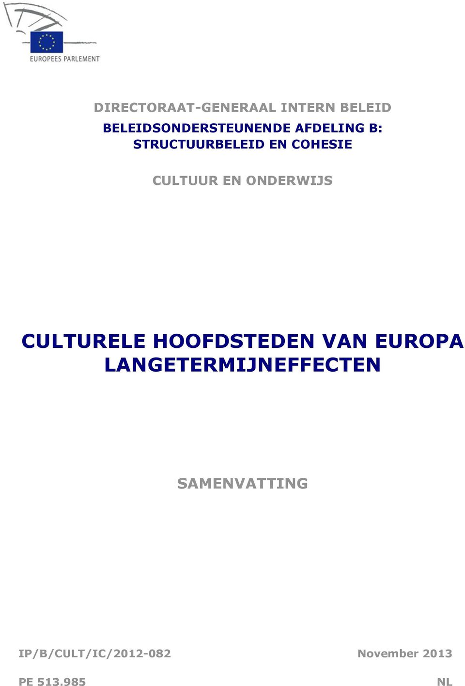 ONDERWIJS CULTURELE HOOFDSTEDEN VAN EUROPA