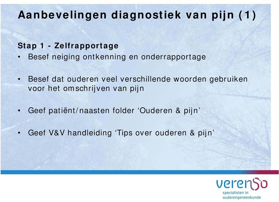 verschillende woorden gebruiken voor het omschrijven van pijn Geef