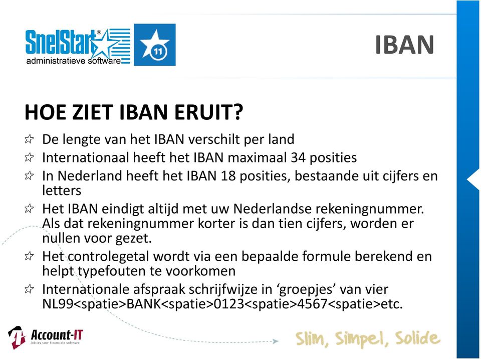 bestaande uit cijfers en letters Het IBAN eindigt altijd met uw Nederlandse rekeningnummer.