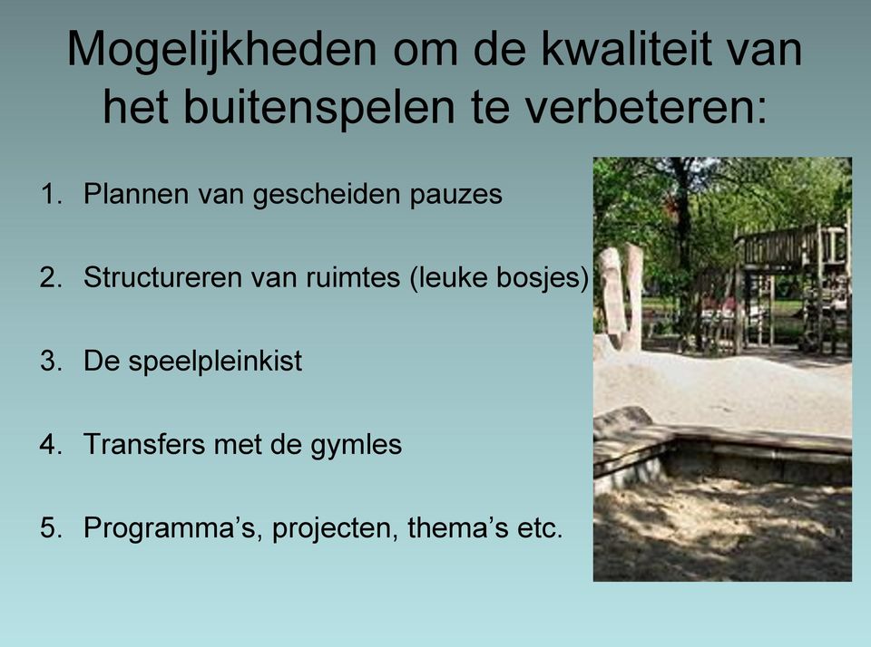 Structureren van ruimtes (leuke bosjes) 3.