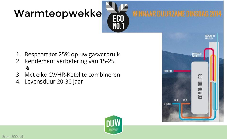 Rendement verbetering van 15-25 % 3.