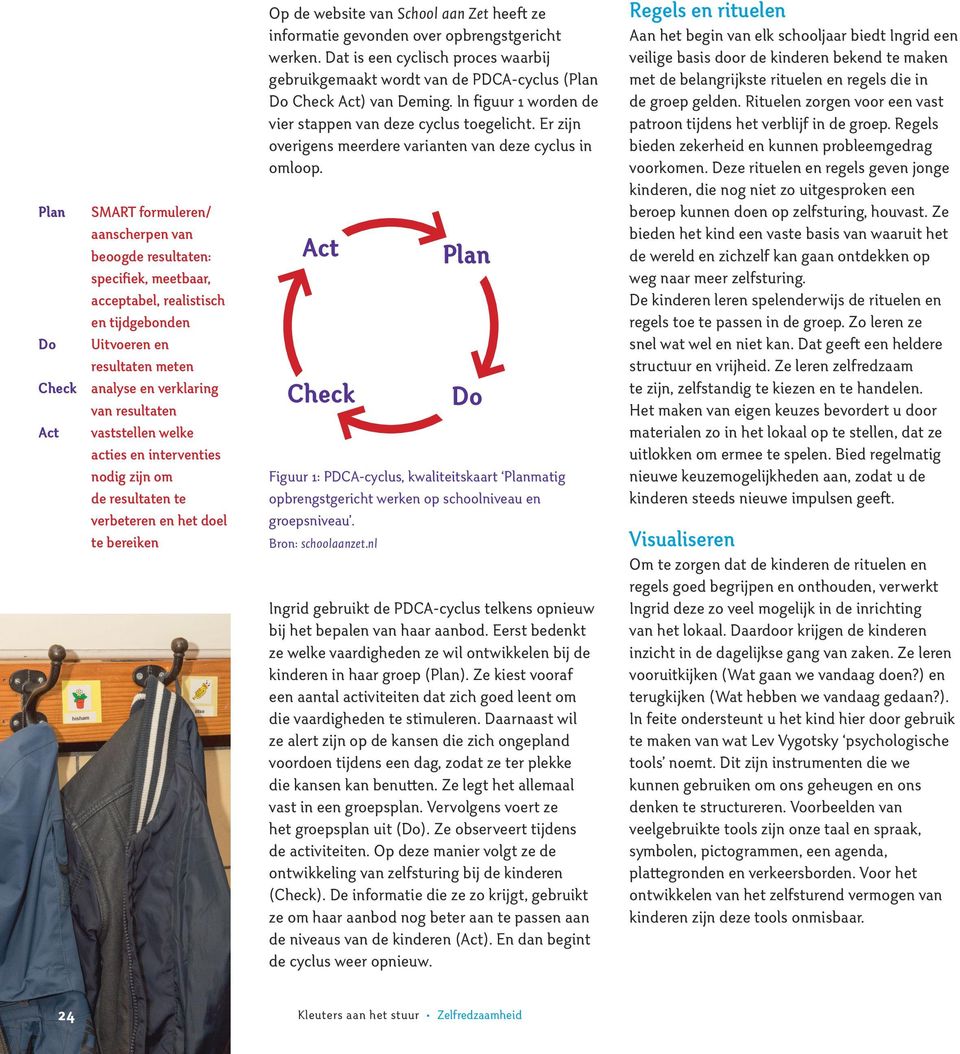 Dat is een cyclisch proces waarbij gebruikgemaakt wordt van de PDCA-cyclus (Plan Do Check Act) van Deming. In figuur 1 worden de vier stappen van deze cyclus toegelicht.