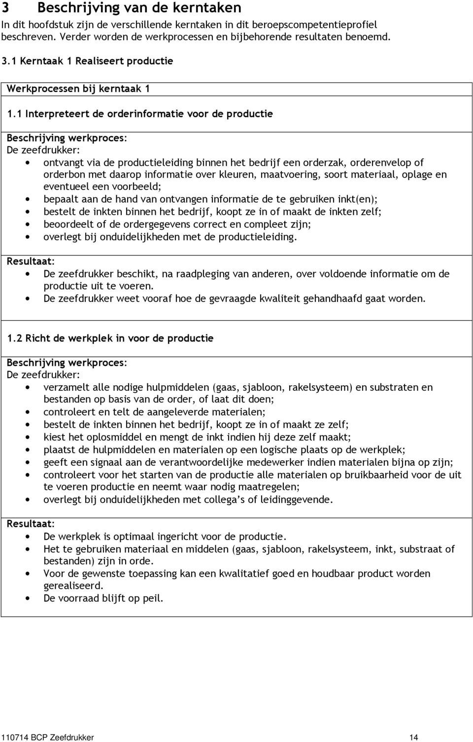 1 Interpreteert de orderinformatie voor de productie Beschrijving werkproces: De zeefdrukker: ontvangt via de productieleiding binnen het bedrijf een orderzak, orderenvelop of orderbon met daarop