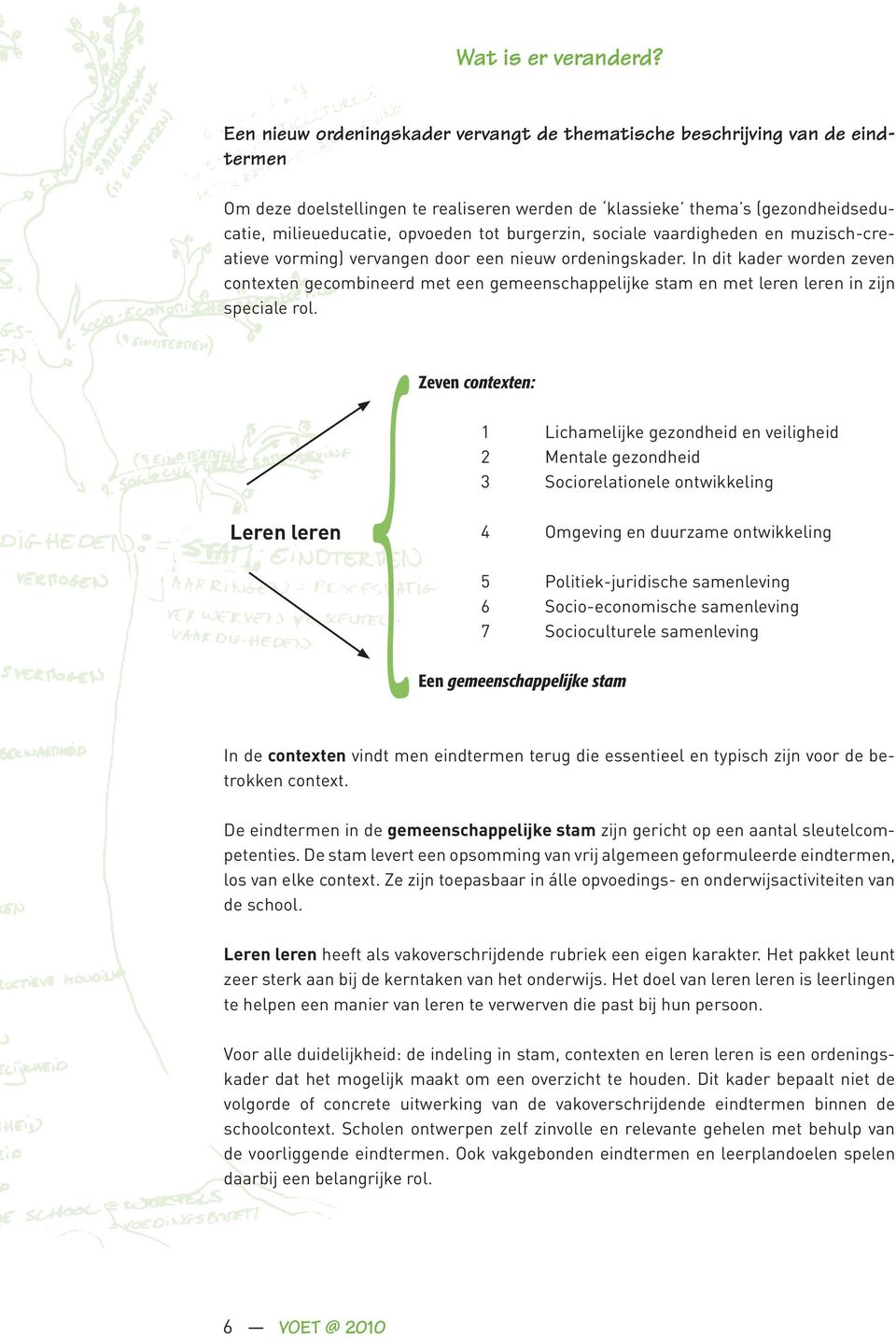 burgerzin, sociale vaardigheden en muzisch-creatieve vorming) vervangen door een nieuw ordeningskader.