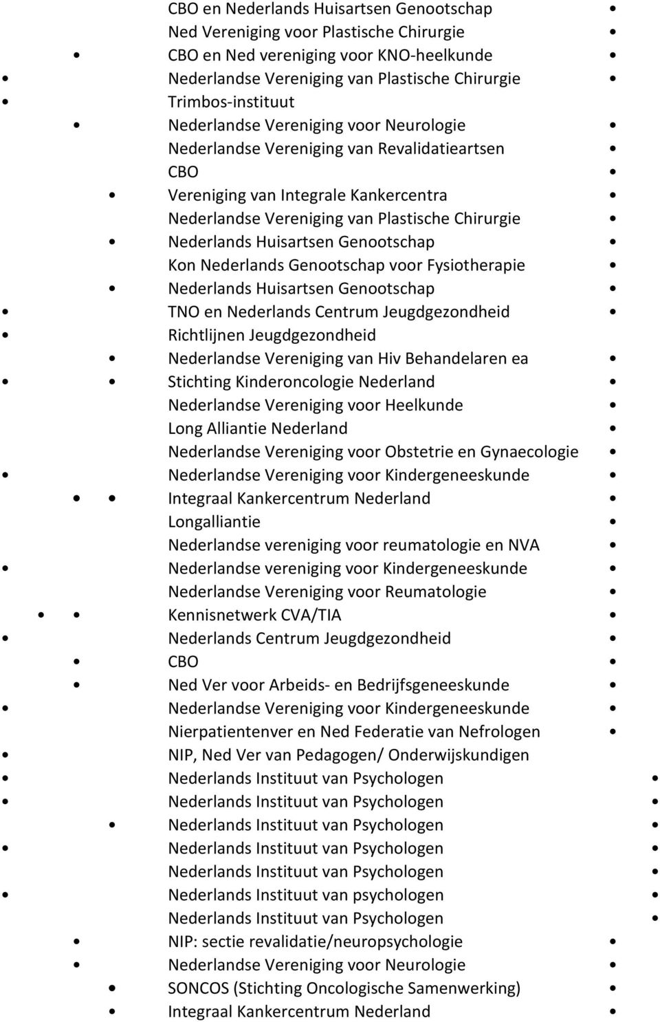 Genootschap Kon Nederlands Genootschap voor Fysiotherapie Nederlands Huisartsen Genootschap TNO en Nederlands Centrum Jeugdgezondheid Richtlijnen Jeugdgezondheid Nederlandse Vereniging van Hiv