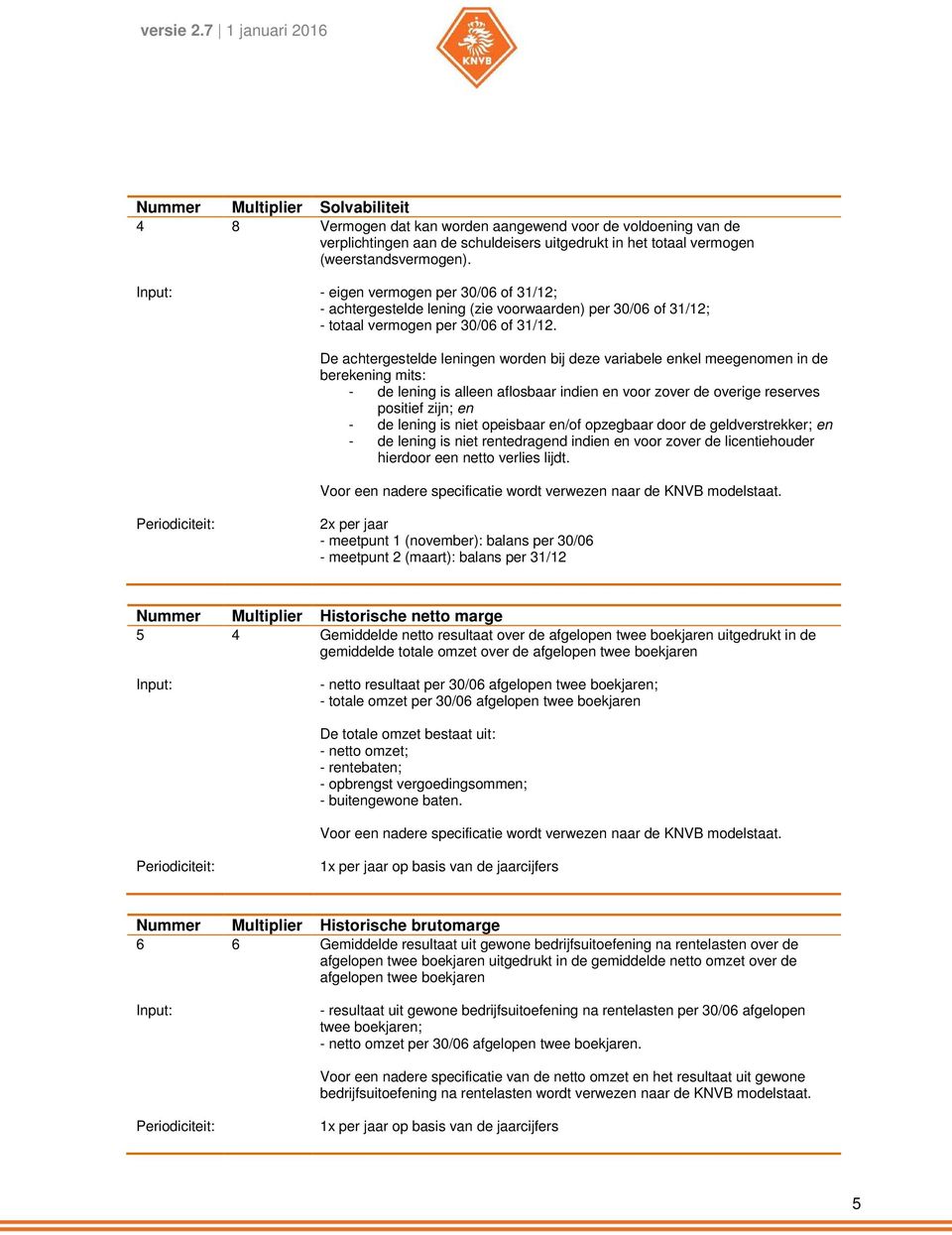 De achtergestelde leningen worden bij deze variabele enkel meegenomen in de berekening mits: - de lening is alleen aflosbaar indien en voor zover de overige reserves positief zijn; en - de lening is