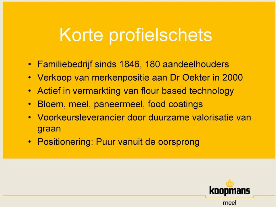 based technology Bloem, meel, paneermeel, food coatings