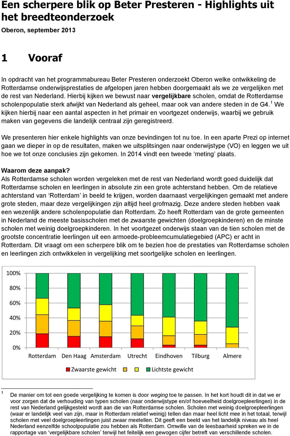 Hierbij kijken we bewust naar vergelijkbare scholen, omdat de se scholenpopulatie sterk afwijkt van Nederland als geheel, maar ook van andere steden in de G4.