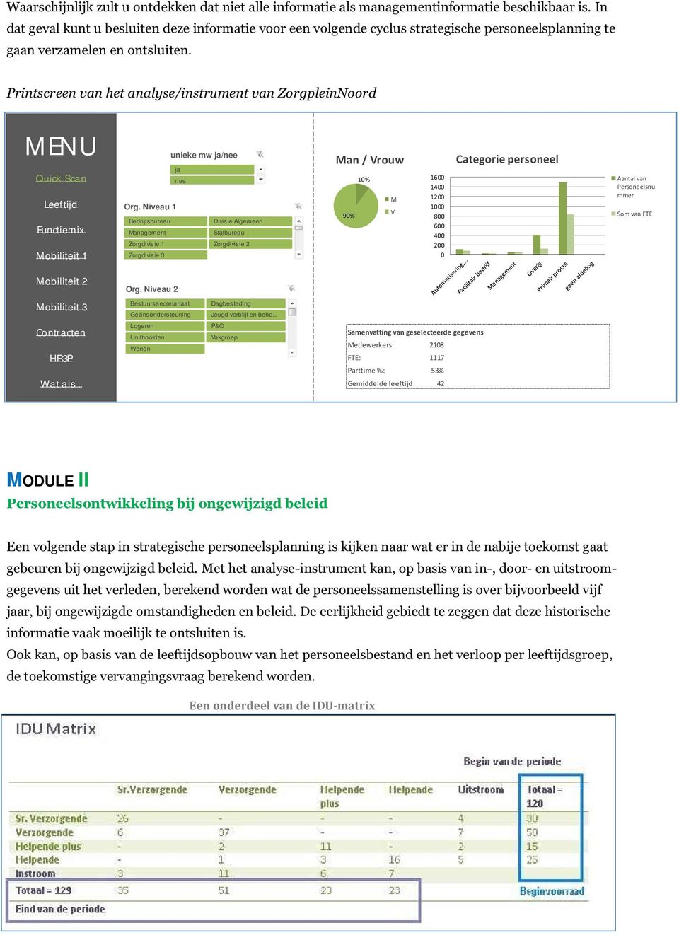 Printscreen van het analyse/instrument van ZorgpleinNoord MENU Quick Scan Leeftijd Functiemix Mobiliteit 1 unieke mw ja/nee ja nee Org.