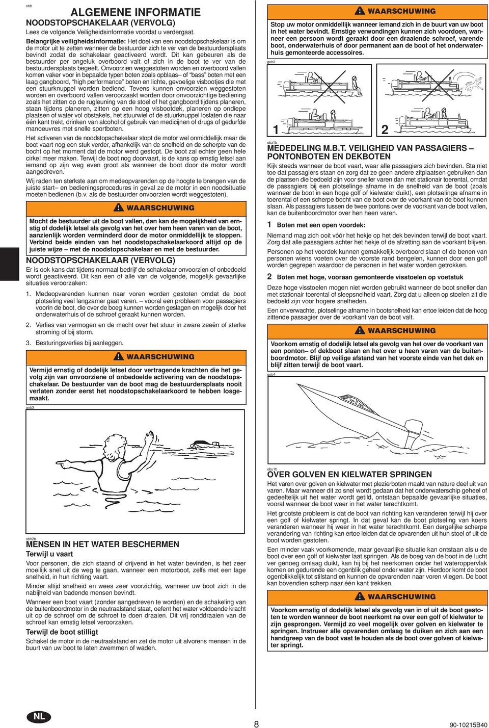 Dit kn gebeuren ls de bestuurder per ongeluk overboord vlt of zich in de boot te ver vn de bestuurdersplts begeeft.