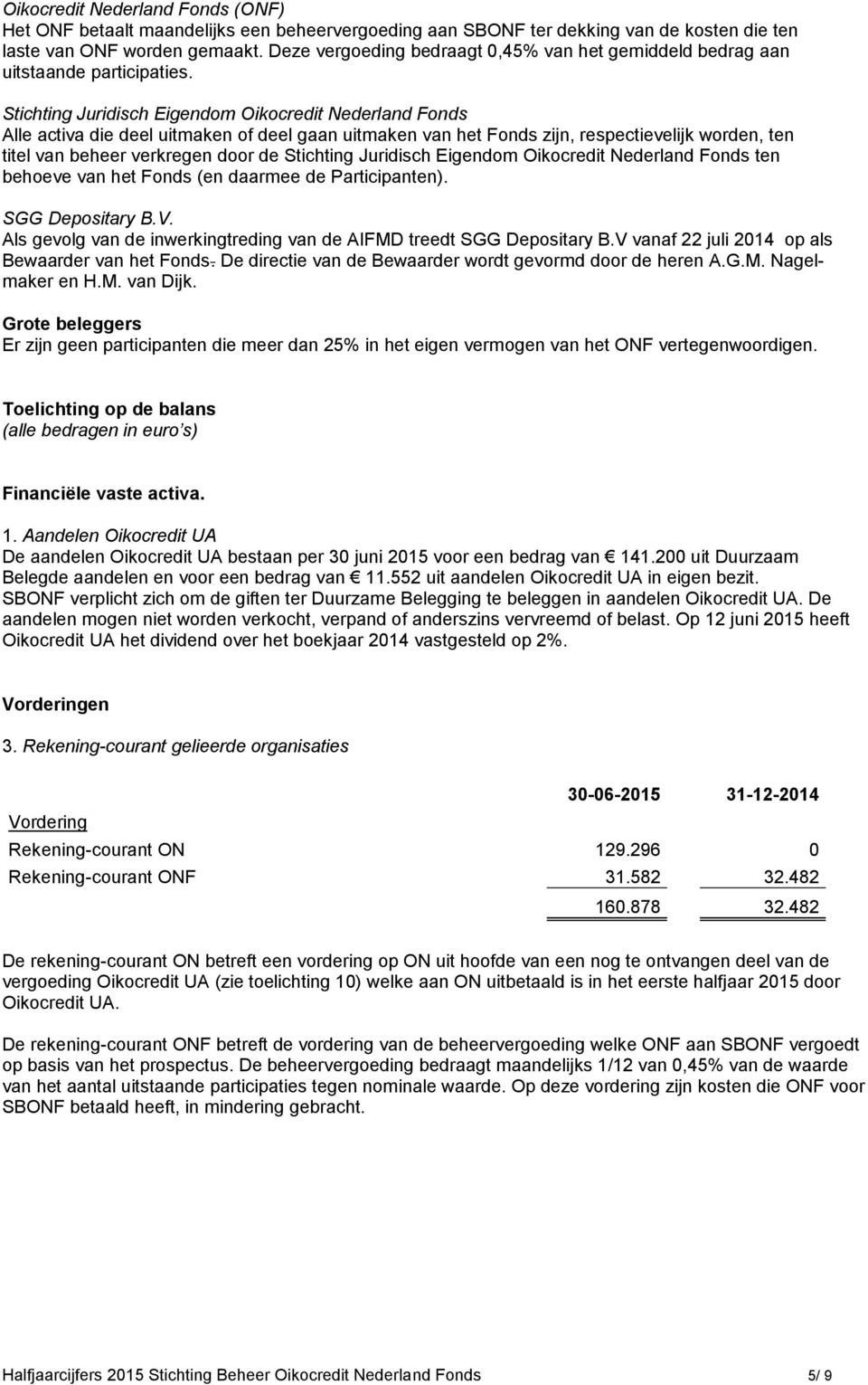 Stichting Juridisch Eigendom Oikocredit Nederland Fonds Alle activa die deel uitmaken of deel gaan uitmaken van het Fonds zijn, respectievelijk worden, ten titel van beheer verkregen door de