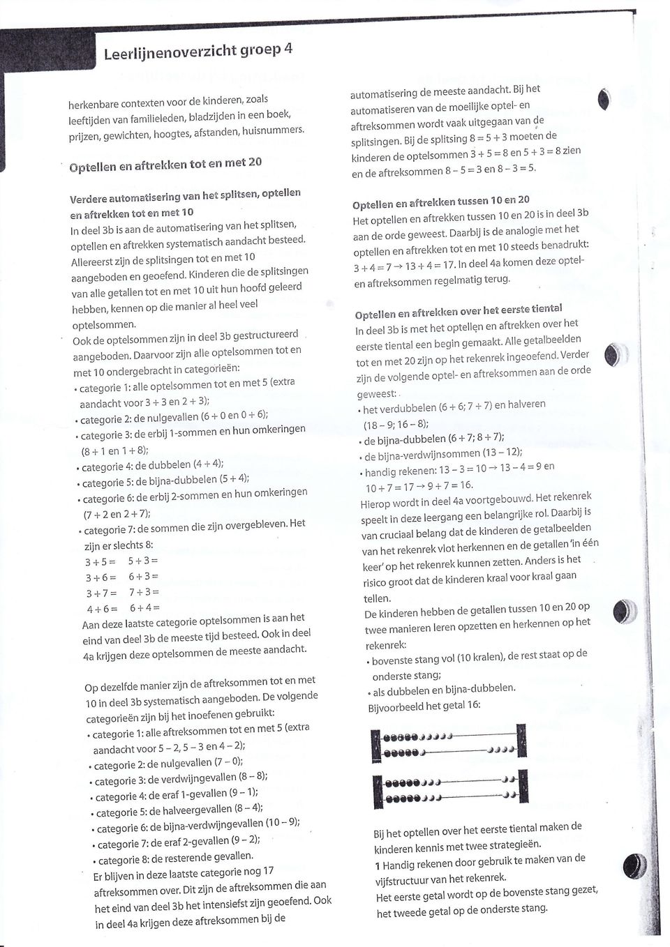 systematisch zijn de splitsingen tot en met 10 Allereerst 5 + 3 moeten de splitsingen Bij de splitsing B = + 5 = B en 5 + 3 = B zien kinderen de optelsommen 3 B 3 5 de aftreksommen B 5 = 3 en en 20