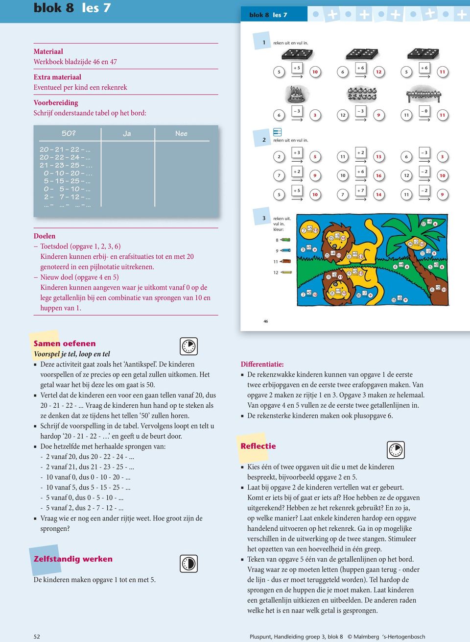 Nieuw doel (opgave en ) Kinderen kunnen aangeven waar je uitkomt vanaf op de lege getallenlijn bij een combinatie van sprongen van en huppen van. reken uit.