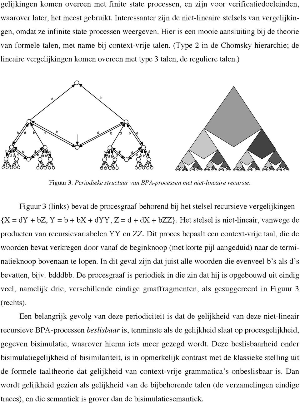 Prioik strutuur vn BPA-prossn mt nit-linir rursi. Figuur 3 (links) vt prosgrf horn ij ht stlsl rursiv vrglijkingn {X = Y + Z, Y = + X + YY, Z = + X + ZZ}.