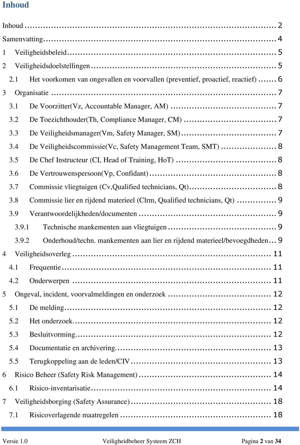 .. 8 3.5 De Chef Instructeur (CI, Head of Training, HoT)... 8 3.6 De Vertrouwenspersoon(Vp, Confidant)... 8 3.7 Commissie vliegtuigen (Cv,Qualified technicians, Qt)... 8 3.8 Commissie lier en rijdend materieel (Clrm, Qualified technicians, Qt).