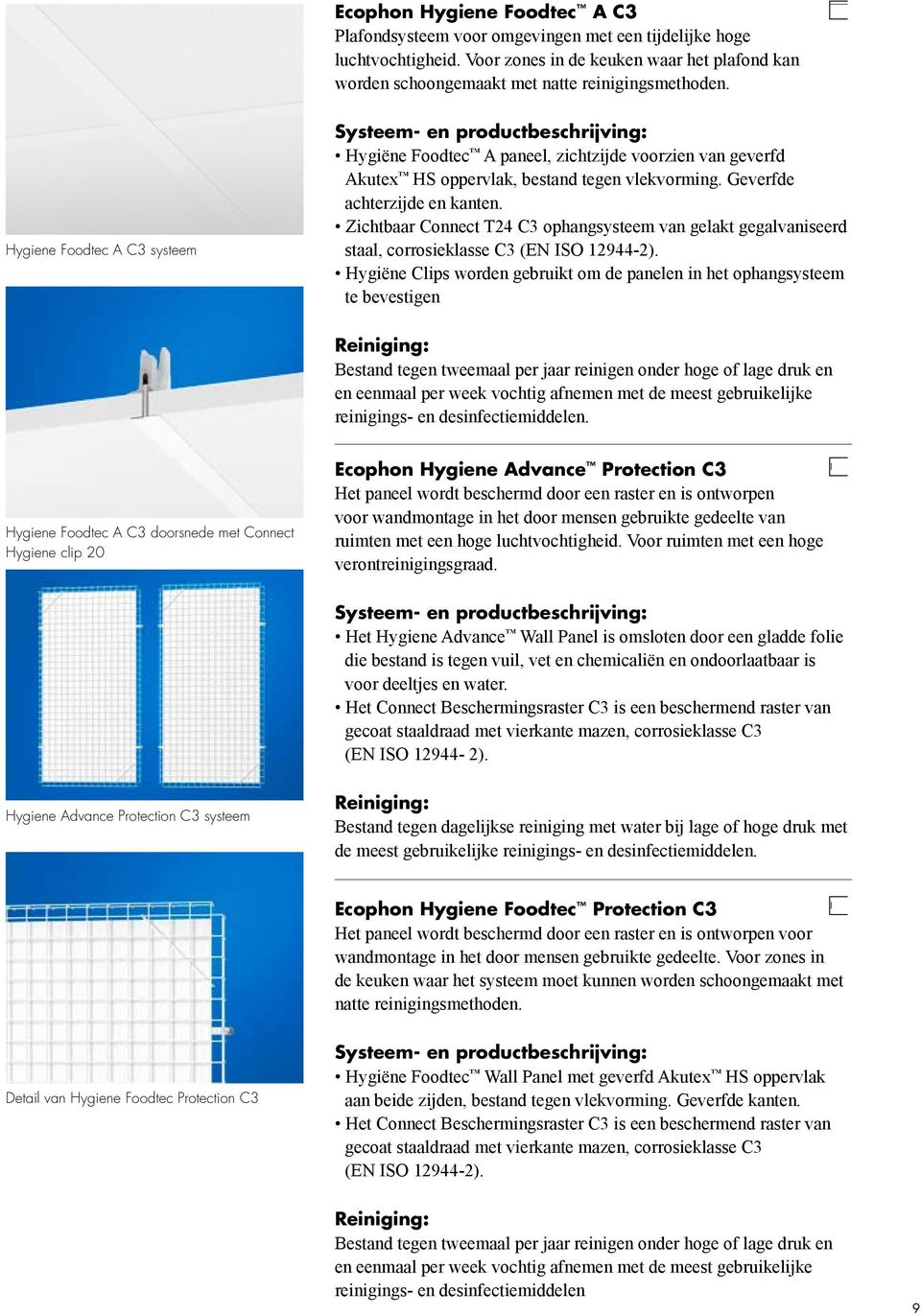 Zichtbaar Connect T24 C3 ophangsysteem van gelakt gegalvaniseerd staal, corrosieklasse C3 (EN ISO 12944-2).