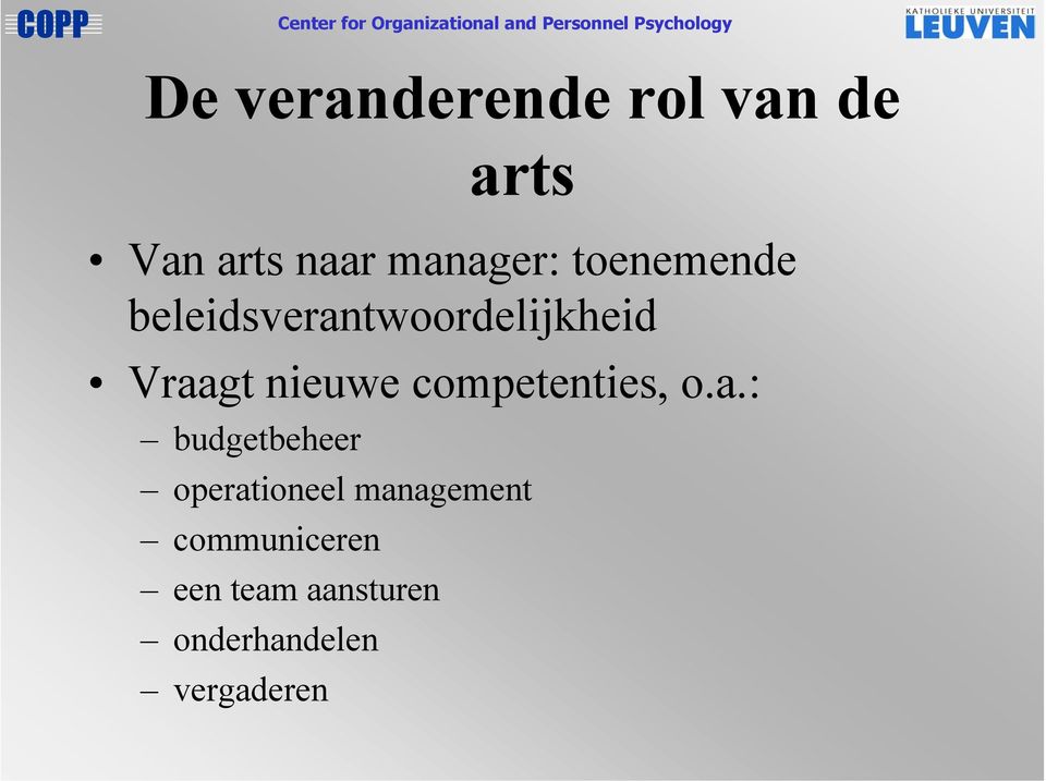 competenties, o.a.