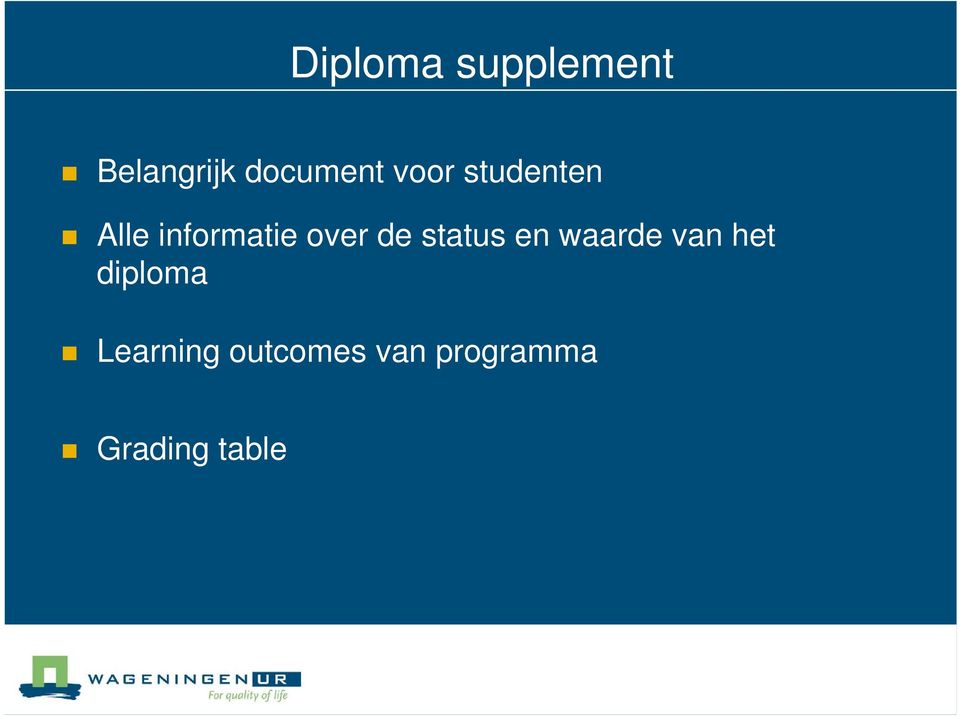 status en waarde van het diploma