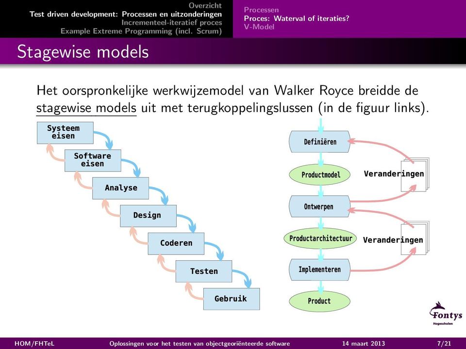 stagewise models uit met terugkoppelingslussen (in de figuur links).