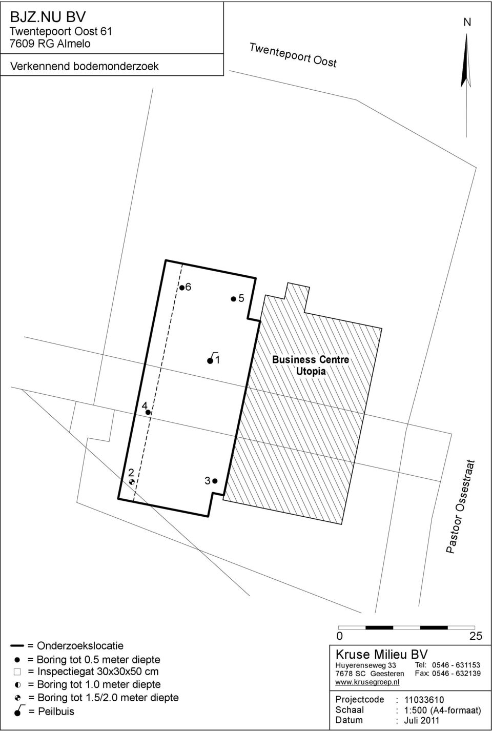 5 meter diepte = Inspectiegat 30x30x50 cm = Boring tot 1.0 meter diepte = Boring tot 1.5/2.