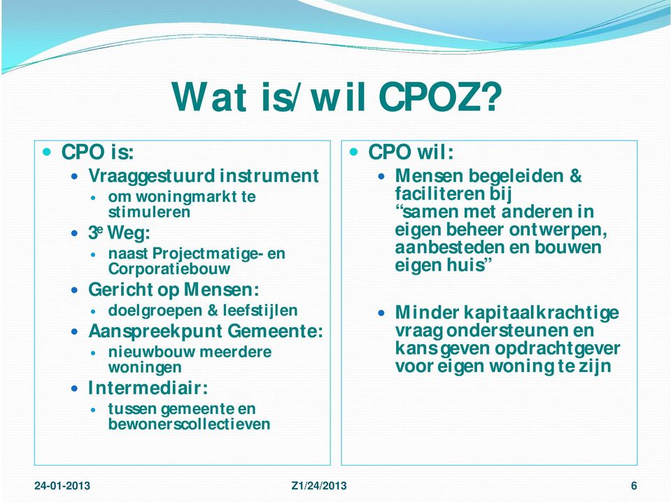 doelgroepen & leefstijlen Aanspreekpunt Gemeente: nieuwbouw meerdere woningen Intermediair: tussen gemeente en