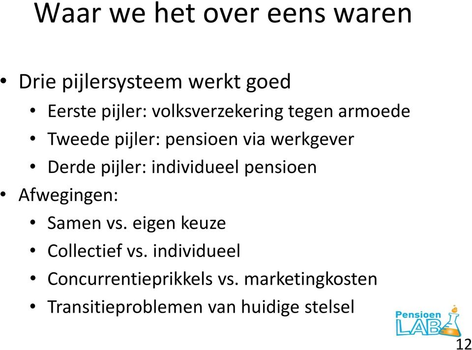 pijler: individueel pensioen Afwegingen: Samen vs. eigen keuze Collectief vs.