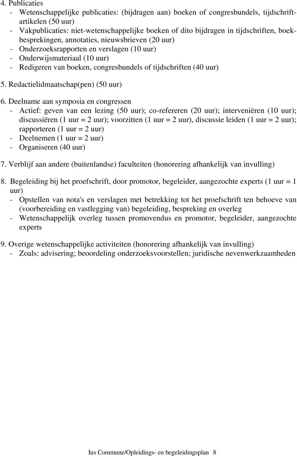 (40 uur) 5. Redactielidmaatschap(pen) (50 uur) 6.