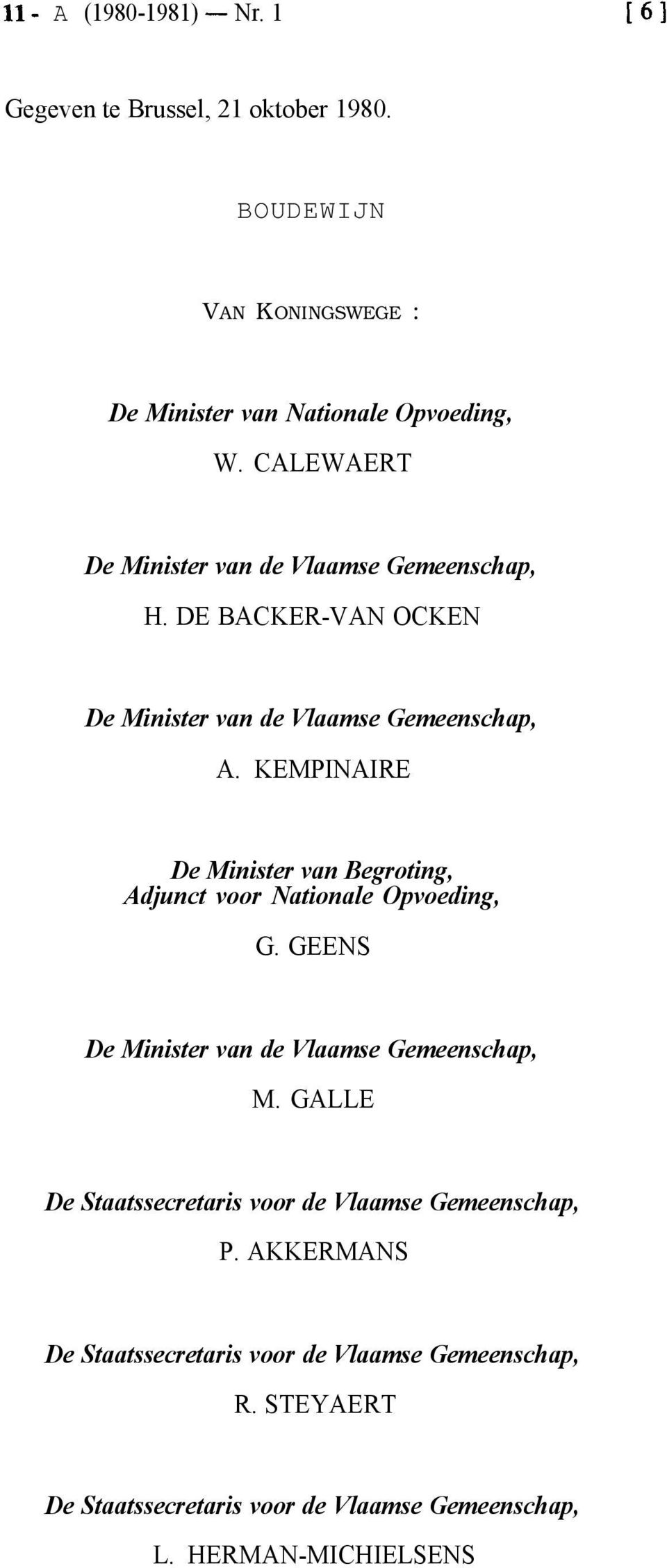 CALEWAERT H. DE BACKER-VAN OCKEN A.