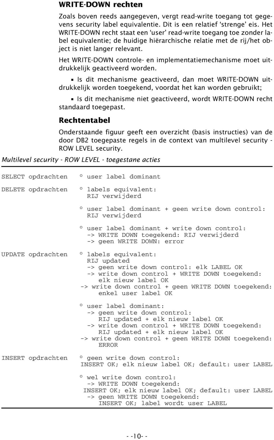 Het WRITE-DOWN controle- en implementatiemechanisme moet uitdrukkelijk geactiveerd worden.