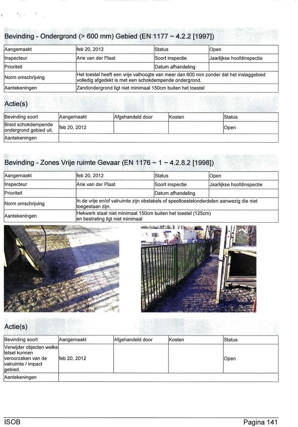 volledig afgedekt is met een schokdempende ondergrond. Zandondergrond ligt niet minimaal 150cm buiten het toestel Bevinding soort Aangemaakt Breid schokdempende ondergrond gebied uit.