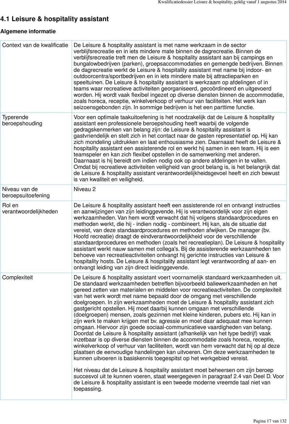 hospitality assistant is met name werkzaam in de sector verblijfsrecreatie en in iets mindere mate binnen de dagrecreatie.