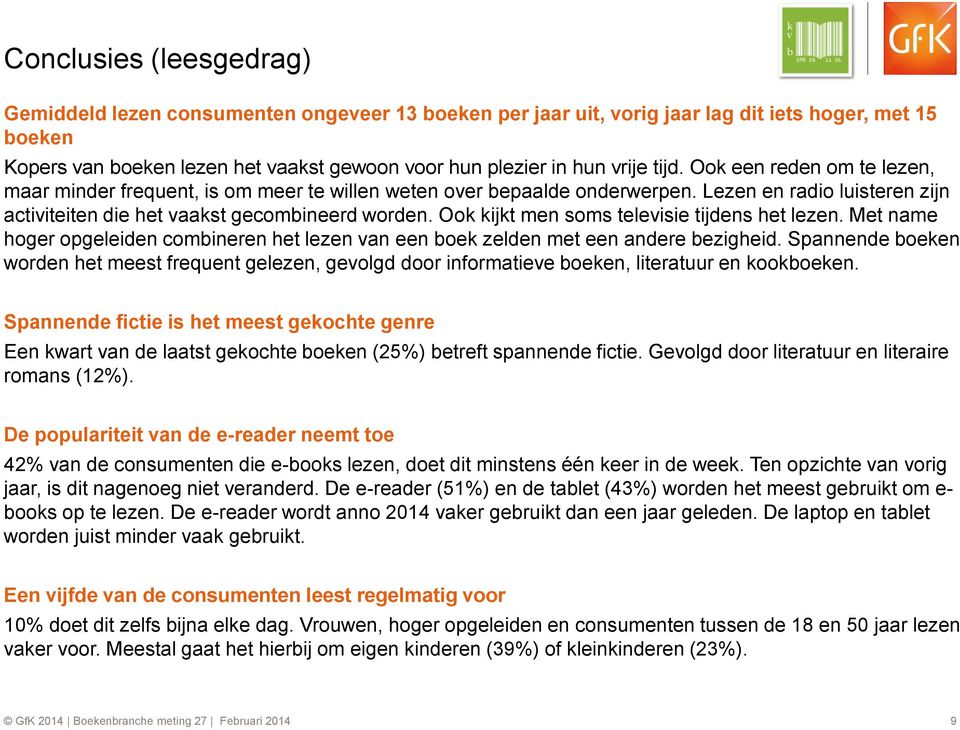 Ook kijkt men soms televisie tijdens het lezen. Met name hoger opgeleiden combineren het lezen van een boek zelden met een andere bezigheid.