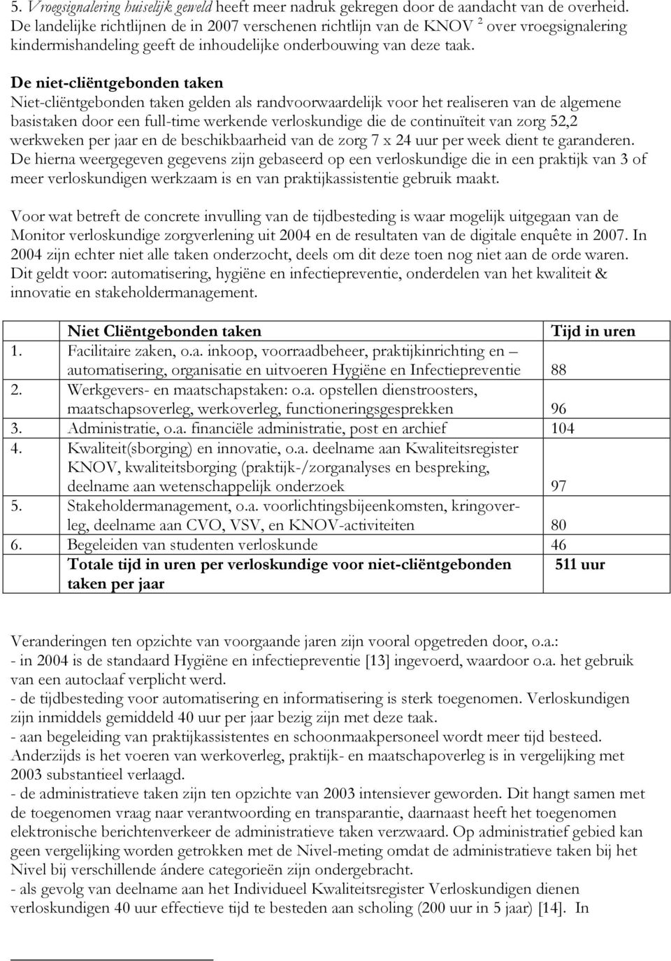 De niet-cliëntgebonden taken Niet-cliëntgebonden taken gelden als randvoorwaardelijk voor het realiseren van de algemene basistaken door een full-time werkende verloskundige die de continuïteit van