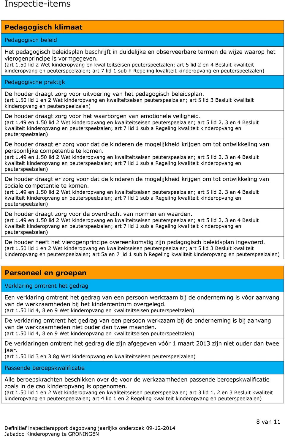 peuterspeelzalen) Pedagogische praktijk De houder draagt zorg voor uitvoering van het pedagogisch beleidsplan. (art 1.