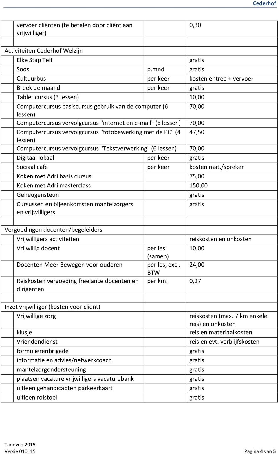 "internet en e-mail" (6 lessen) 70,00 Computercursus vervolgcursus "fotobewerking met de PC" (4 47,50 lessen) Computercursus vervolgcursus "Tekstverwerking" (6 lessen) 70,00 Digitaal lokaal per keer