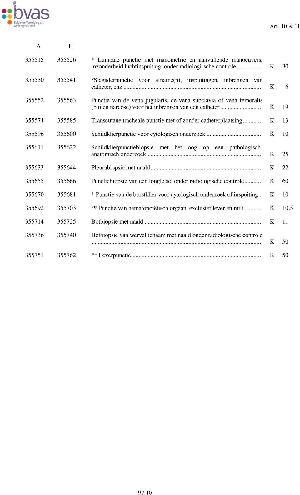 .. K 6 355552 355563 Punctie van de vena jugularis, de vena subclavia of vena femoralis (buiten narcose) voor het inbrengen van een catheter.