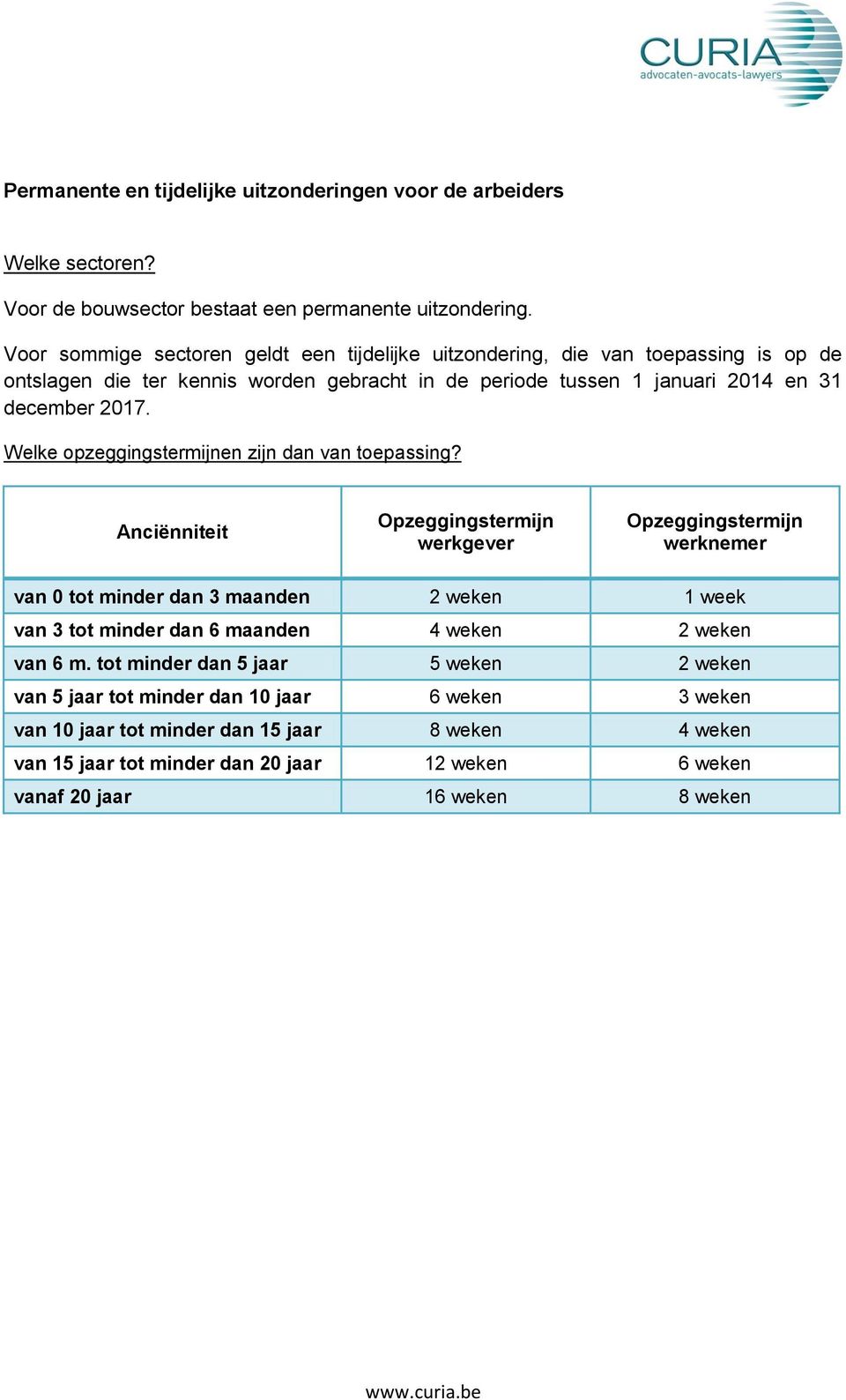 2017. Welke opzeggingstermijnen zijn dan van toepassing?