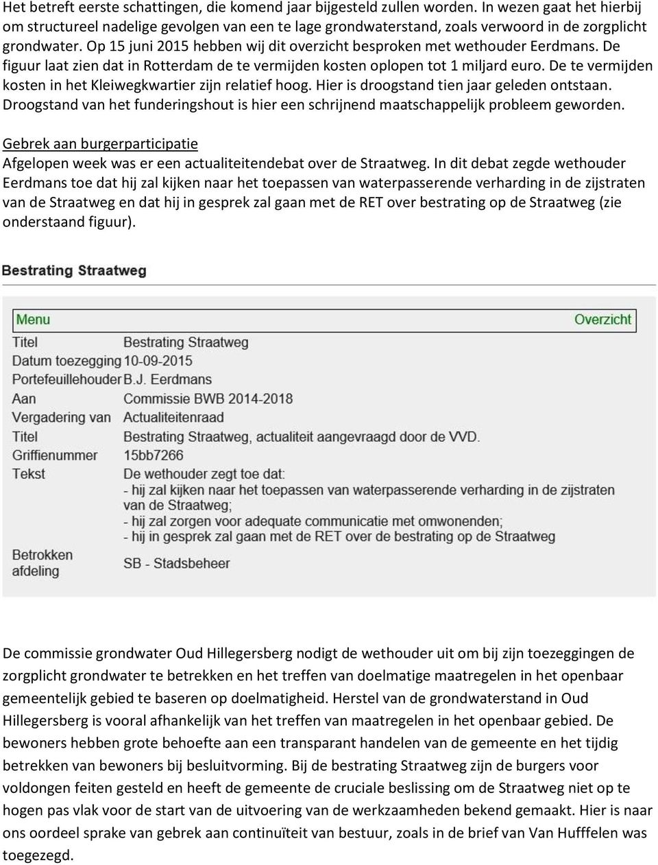 Op 15 juni 2015 hebben wij dit overzicht besproken met wethouder Eerdmans. De figuur laat zien dat in Rotterdam de te vermijden kosten oplopen tot 1 miljard euro.