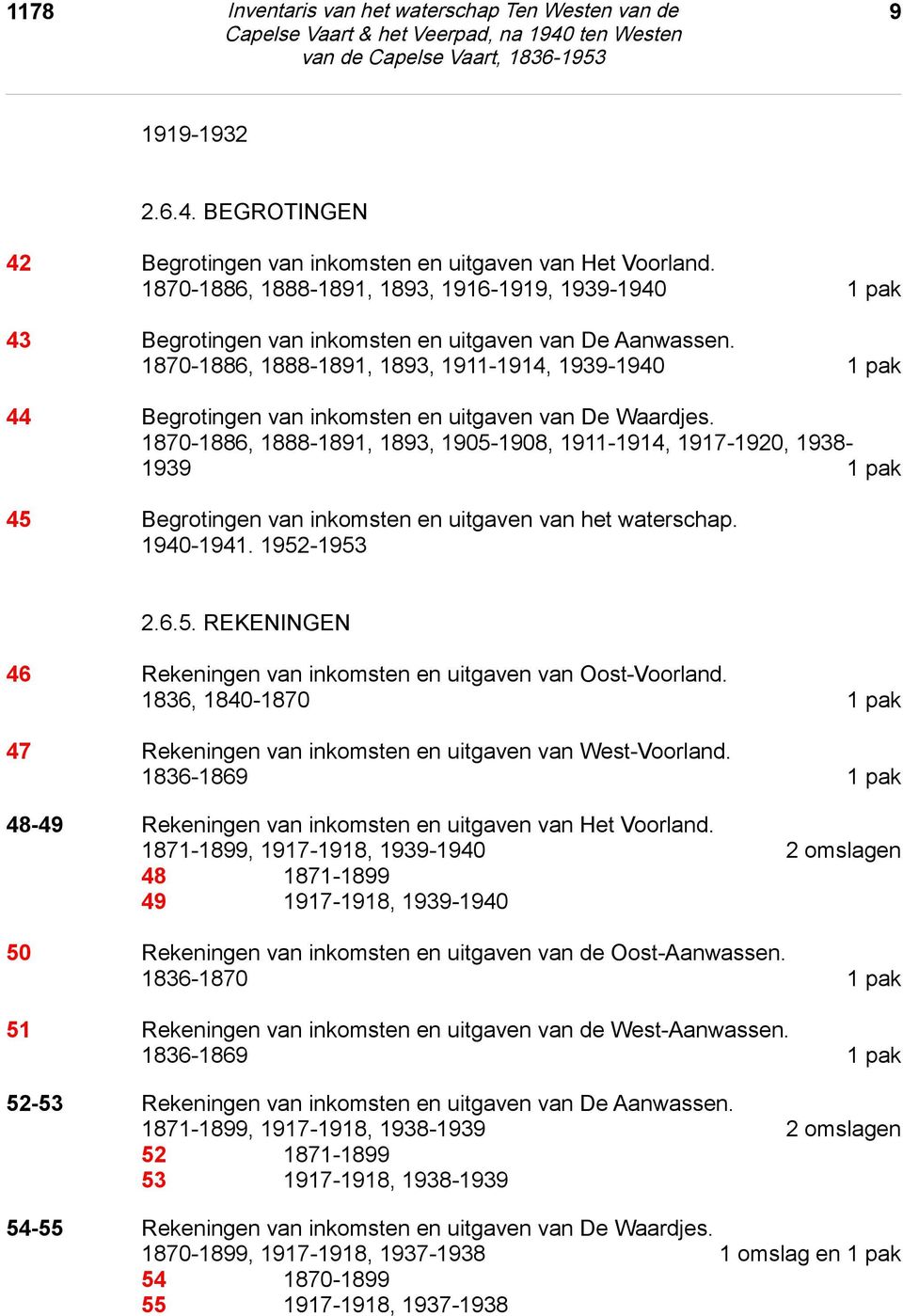 1870-1886, 1888-1891, 1893, 1911-1914, 1939-1940 1 pak 44 Begrotingen van inkomsten en uitgaven van De Waardjes.