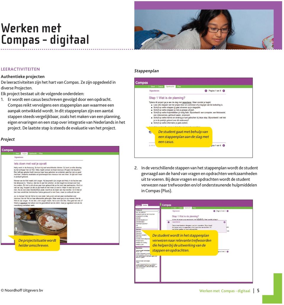 In dit stappenplan zijn een aantal stappen steeds vergelijkbaar, zoals het maken van een planning, eigen ervaringen en een stap over integratie van Nederlands in het project.