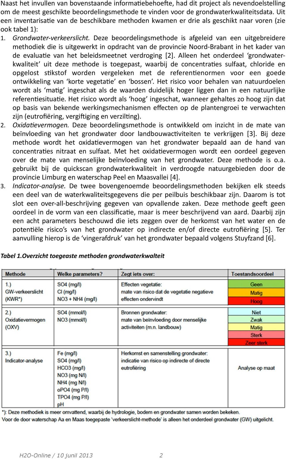 Deze beoordelingsmethode is afgeleid van een uitgebreidere methodiek die is uitgewerkt in opdracht van de provincie NoordBrabant in het kader van de evaluace van het beleidsmeetnet verdroging [2].